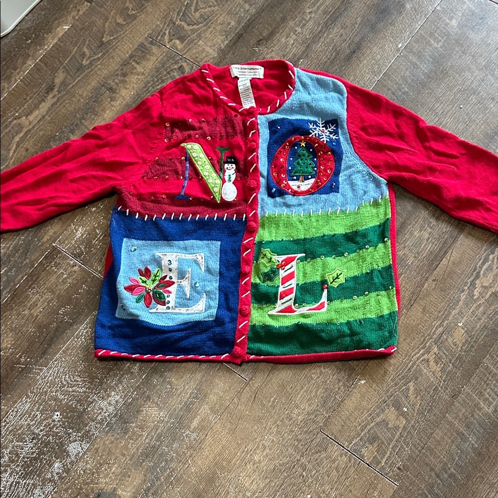 Tiara Women's Christmas Cardigan Sweater XL Multicolor Festive Holiday NOEL‎